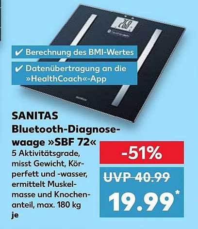 SANITAS Bluetooth-Diagnosewaage »SBF 72«