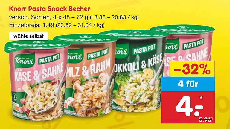 Faszinierend Knorr Pasta Snack Angebot Ebenbild