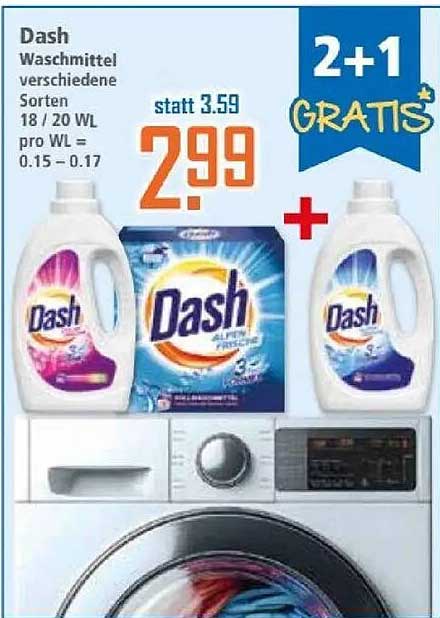 Dash Waschmittel verschiedene Sorten 18 / 20 WL - 2+1 GRATIS