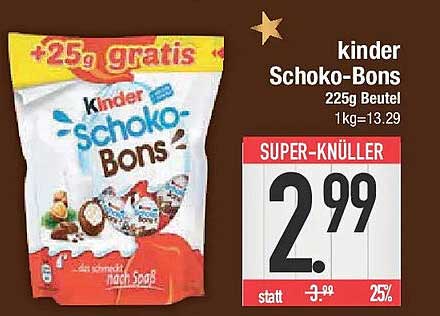 kinder Schoko-Bons 225g Beutel +25g gratis