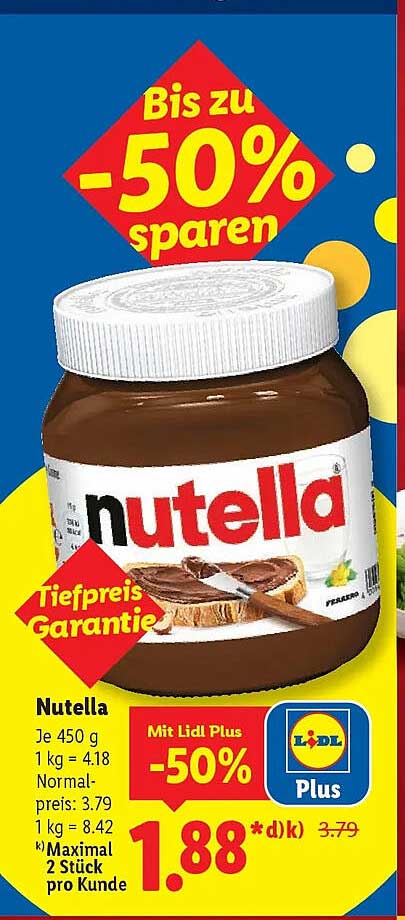 Verwunderlich Nutella 450g Angebot Diese Woche Bilder