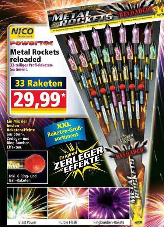 Powertec Metal Rockets Reloaded – 33-Teiliges Profi-Raketen-Sortiment ...
