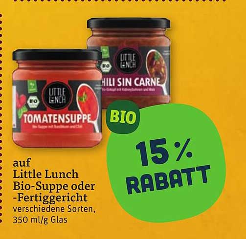auf Little Lunch Bio-Suppe oder -Fertiggericht verschiedene Sorten, 350 ml/g Glas