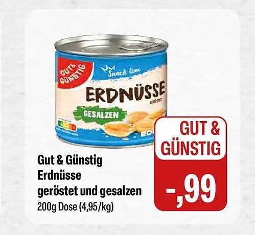 Gut & Günstig Erdnüsse geröstet und gesalzen 200g Dose