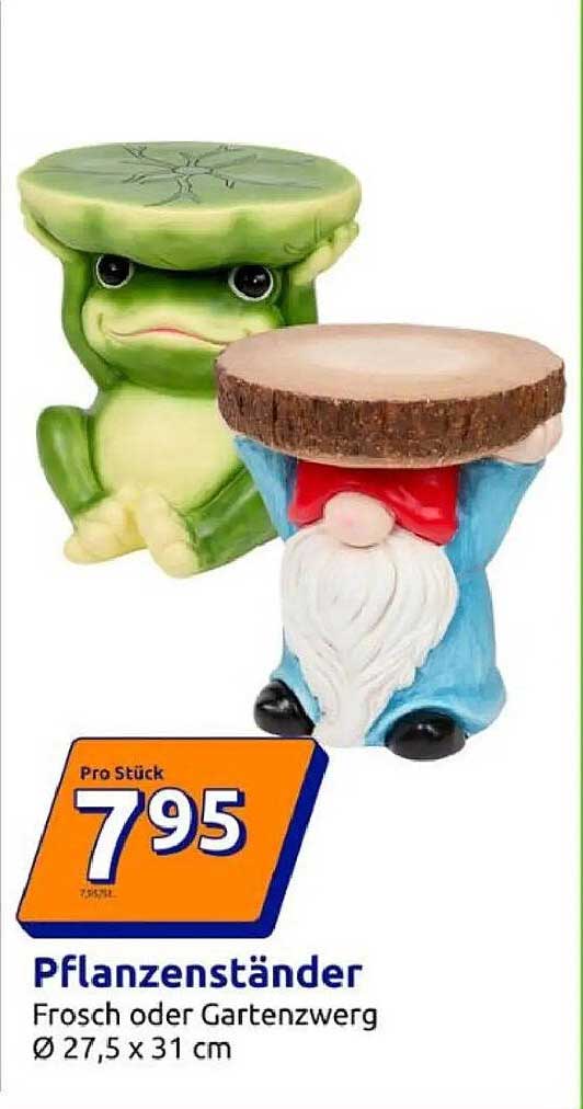 Pflanzenständer Frosch oder Gartenzwerg Ø 27,5 x 31 cm