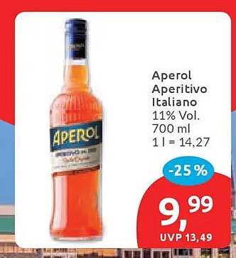 Aperol Aperitivo Italiano 11% Vol. 700 ml 1 l = 14,27