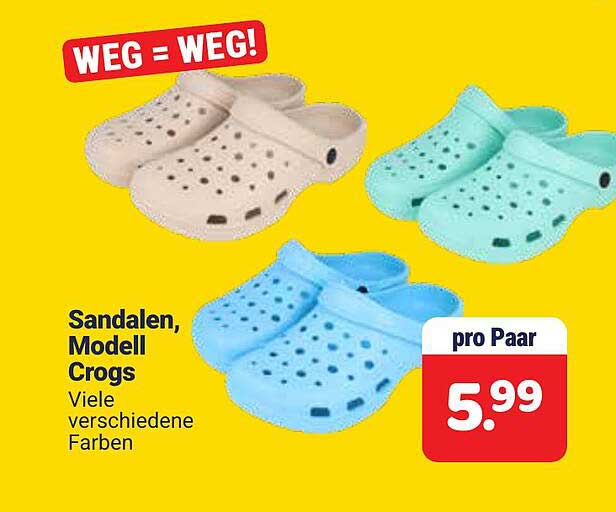 Sandalen, Modell Crogs Viele verschiedene Farben