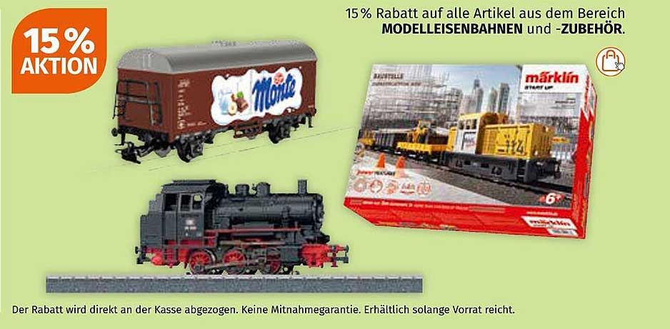 15% Rabatt auf alle Artikel aus dem Bereich Modelleisenbahnen und Zubehör