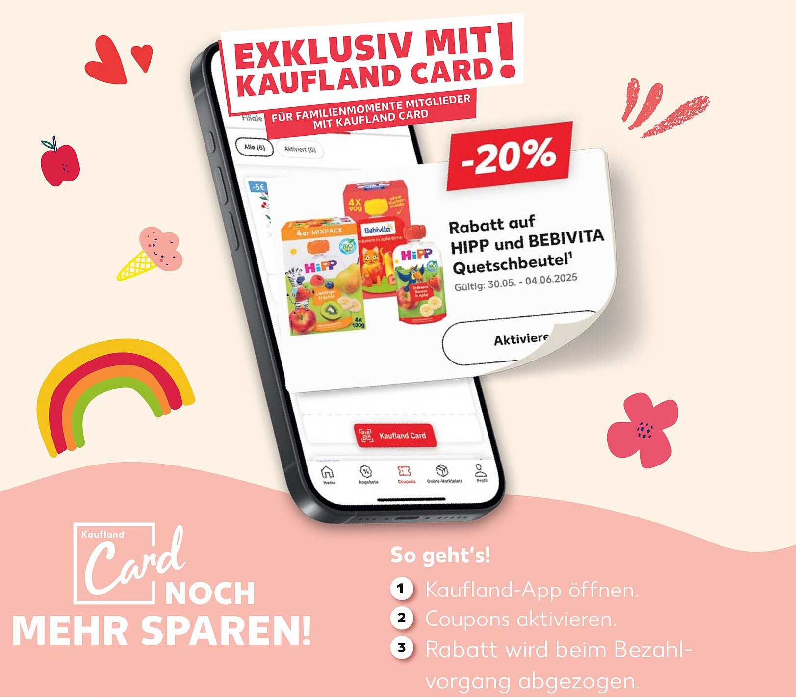 20% Rabatt auf HIPP und BEBIVITA Quetschbeutel – Exklusiv mit Kaufland Card!