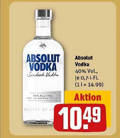 Absolut Vodka 40% Vol., je 0,7-l-Fl.