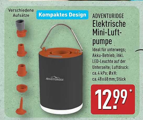 ADVENTURIDGE Elektrische Mini-Luftpumpe