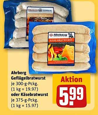 Ahrberg Geflügelbratwurst oder Käsebratwurst je 375-g-Packung