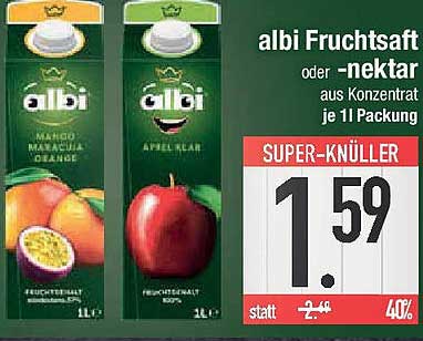 albi Fruchtsaft oder -nektar aus Konzentrat je 1l Packung
