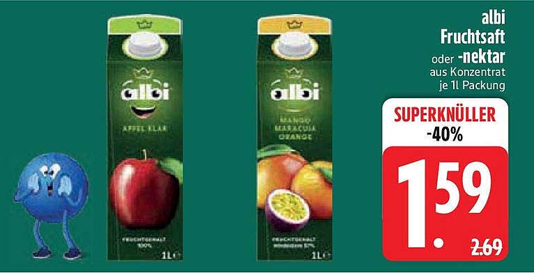 albi Fruchtsaft oder -nektar aus Konzentraten, je 1 l Packung