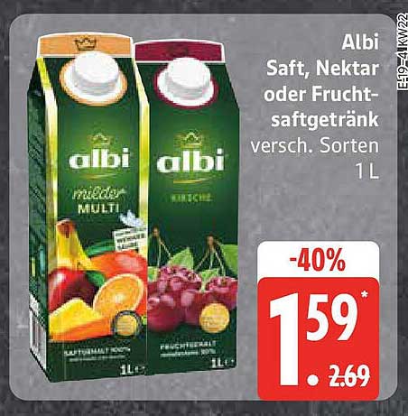 Albi Saft, Nektar oder Fruchtgetränk 1L - 40% Rabatt