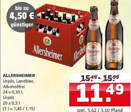 ALLERSHEIMER Urpils, Landbier, Alkoholfrei – 24er Kasten