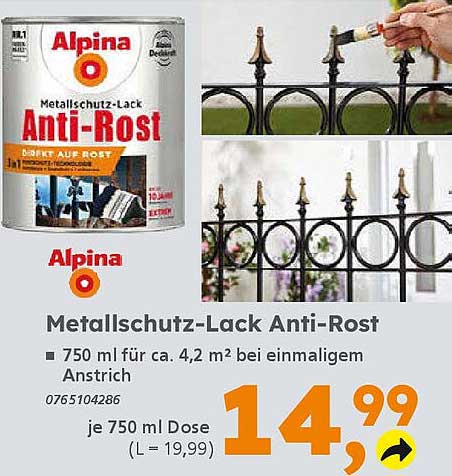 Alpina Metallschutz-Lack Anti-Rost 750 ml