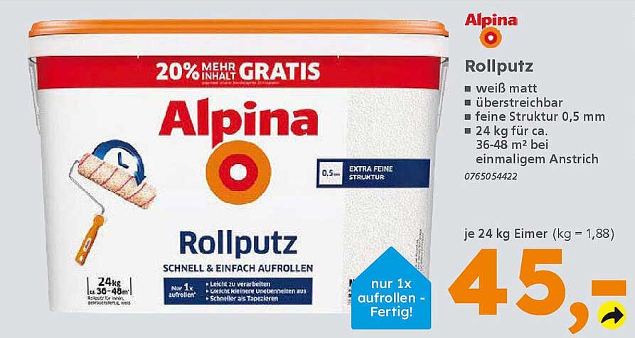 Alpina Rollputz 24 kg Eimer - jetzt für nur 45,- €