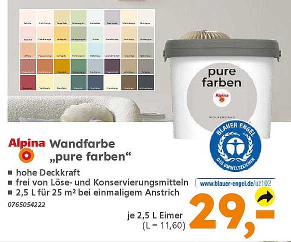 Alpina Wandfarbe „pure farben“