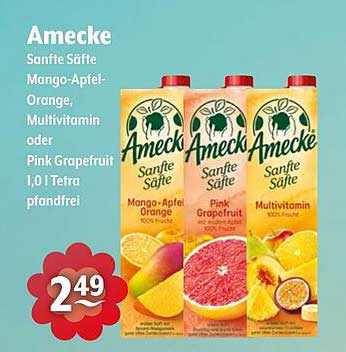 Amecke Sanfte Säfte - Mango-Apfel-Orange, Multivitamin oder Pink Grapefruit 1,0 l Tetra pfandfrei