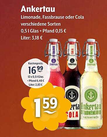 Ankertau Limonade, Fassbrause oder Cola – verschiedene Sorten