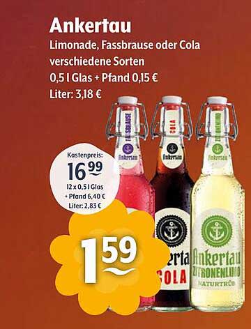 Ankertau Limonade, Fassbrause oder Cola - verschiedene Sorten