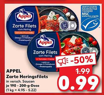 APPEL Zarte Heringsfilets in verschiedenen Saucen - 200-g-Dose
