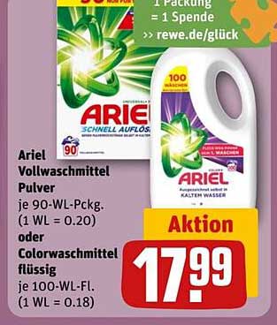 Ariel Vollwaschmittel Pulver oder Colorwaschmittel Flüssig