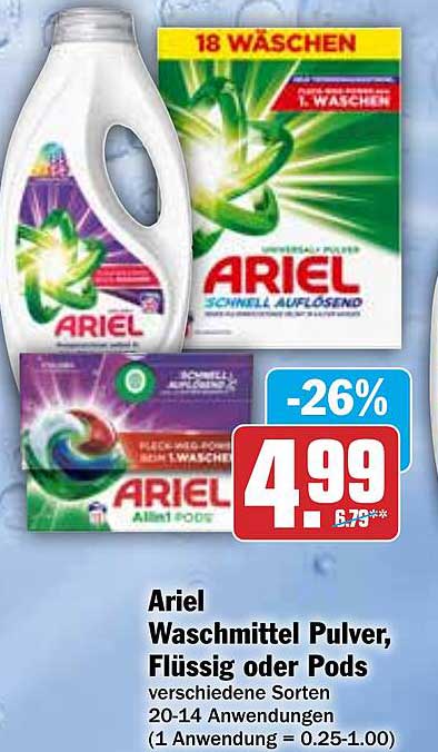 Ariel Waschmittel Pulver, Flüssig oder Pods - verschiedene Sorten