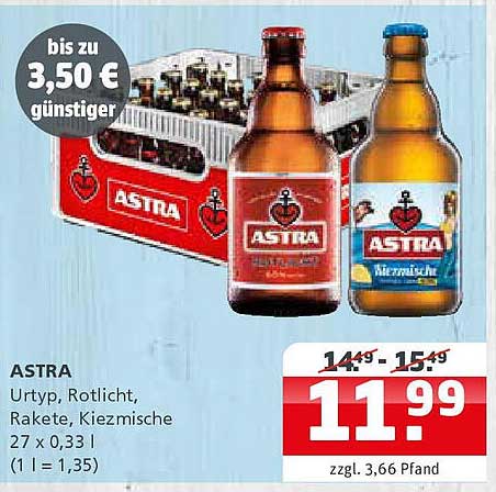 ASTRA Bier Sortiment – Urtyp, Rotlicht, Rakete, Kiezmische