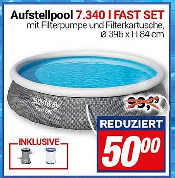 Aufstellpool 7.340 l FAST SET mit Filterpumpe und Filterkartusche, Ø 396 x H 84 cm