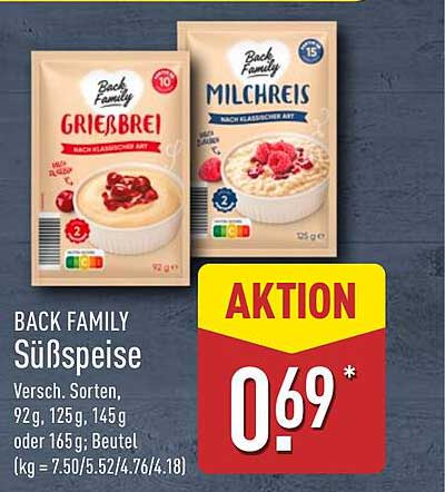 BACK FAMILY Süßspeise - Grießbrei und Milchreis
