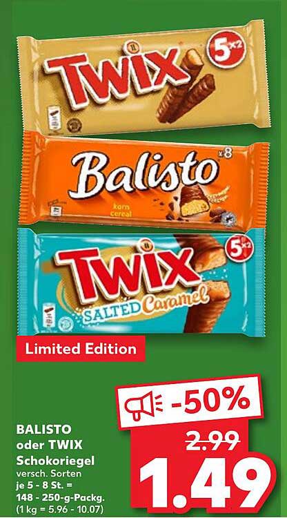 BALISTO oder TWIX Schokoriegel 5er - 8er, verschiedene Sorten, Limited Edition