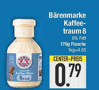 Bärenmarke Kaffee-Traum 8 - 8% Fett, 170g Flasche
