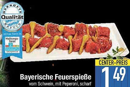 Bayerische Feuerspieße vom Schwein, mit Peperoni, scharf