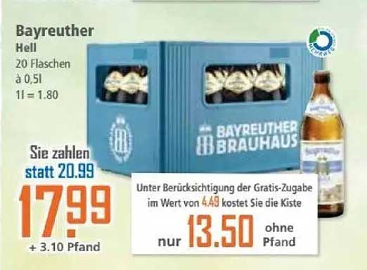 Bayreuther Hell - 20 Flaschen à 0,5l