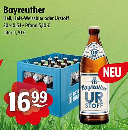 Bayreuther Hell, Hefe-Weissbier oder Urstoff - 20 x 0,5 l