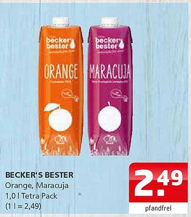 BECKER'S BESTER Orange und Maracuja - 1,0 l Tetra Pack