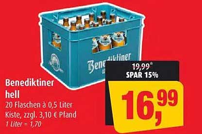 Benediktiner hell 20 Flaschen à 0,5 Liter Kiste