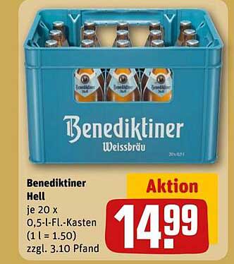 Benediktiner Hell - 20 x 0,5-Liter-Kasten