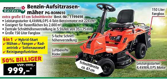 Benzin-Aufsitzrasenmäher PG- ROM610