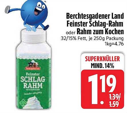 Berchtesgadener Land Feinster Schlag-Rahm oder Rahm zum Kochen