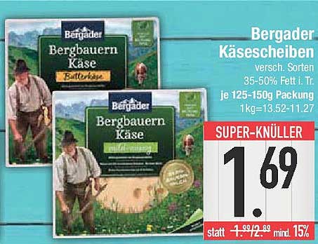 Bergader Käsescheiben, verschiedene Sorten