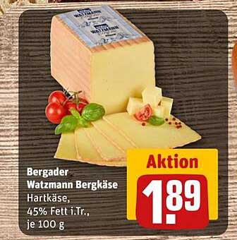 Bergader Watzmann Bergkäse, Hartkäse, 45% Fett i.Tr., je 100 g