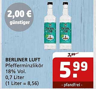BERLINER LUFT Pfefferminzlikör 18% Vol. 0,7 Liter