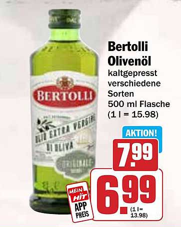Bertolli Olivenöl - kaltgepresste verschiedene Sorten 500 ml Flasche