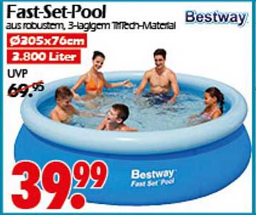 Bestway Fast-Set-Pool Ø305x76cm aus robustem TriTech-Material