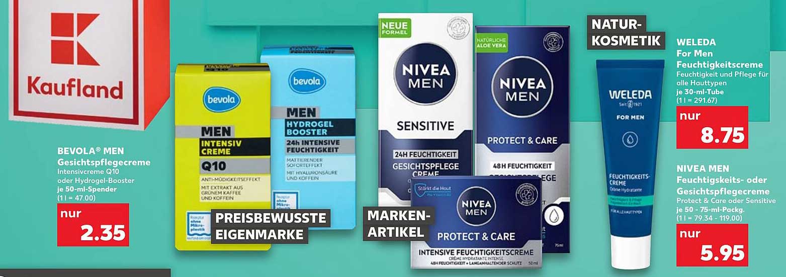BEVOLA® MEN Gesichtscreme Intensivcreme Q10 oder Hydrogel-Booster
