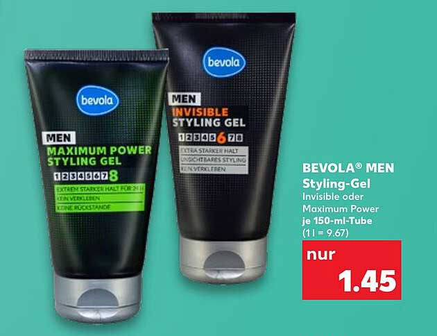 BEVOLA® MEN Styling-Gel Invisible oder Maximum Power je 150-ml-Tube