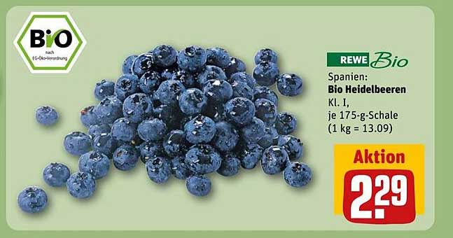 Bio Heidelbeeren Kl. I, je 175-g-Schale